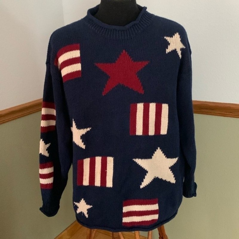 Men's Navy Star and Stripe Crewneck Sweater
